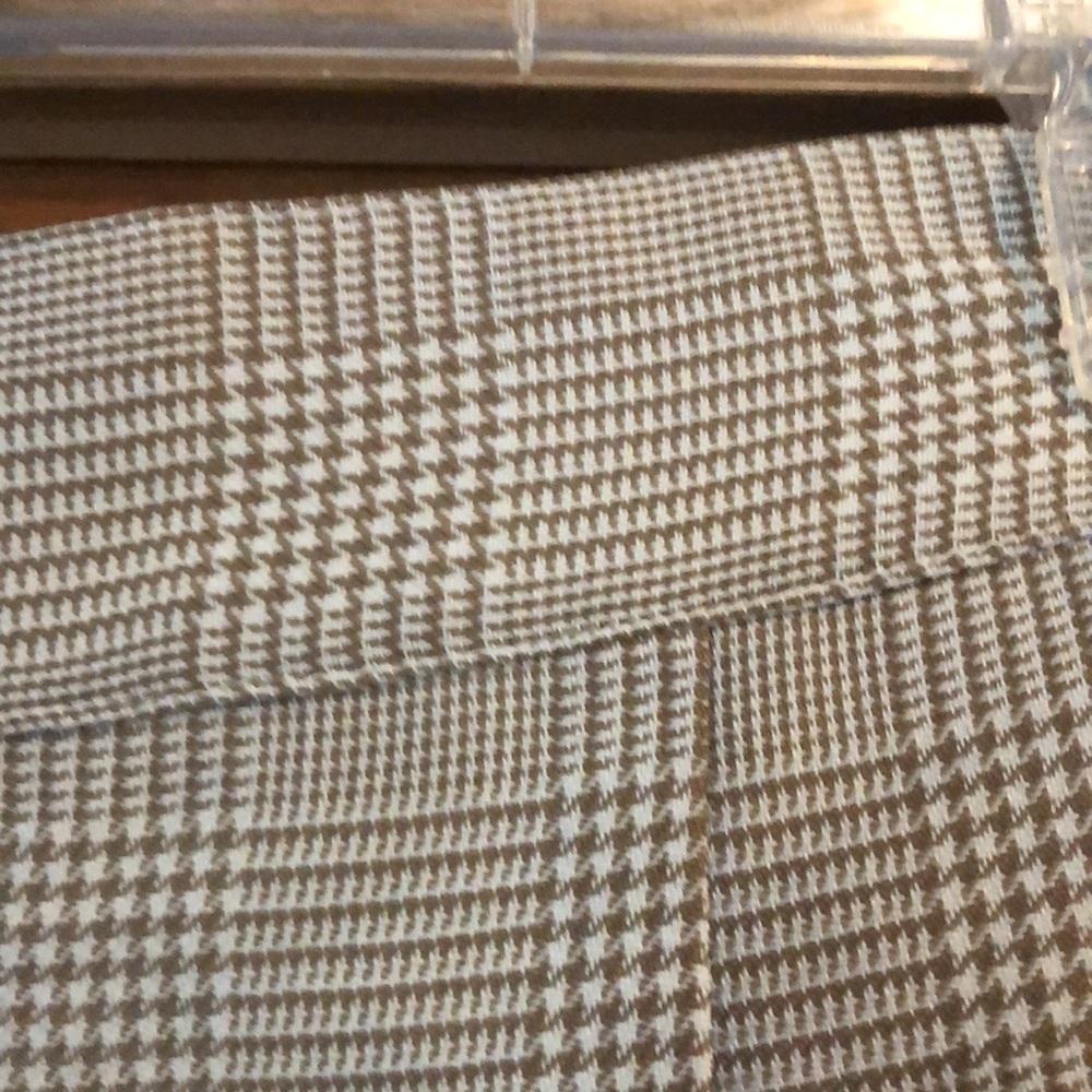 Vintage La Belle tan & cream houndstooth plaid skirt - Picture 3 of 8
